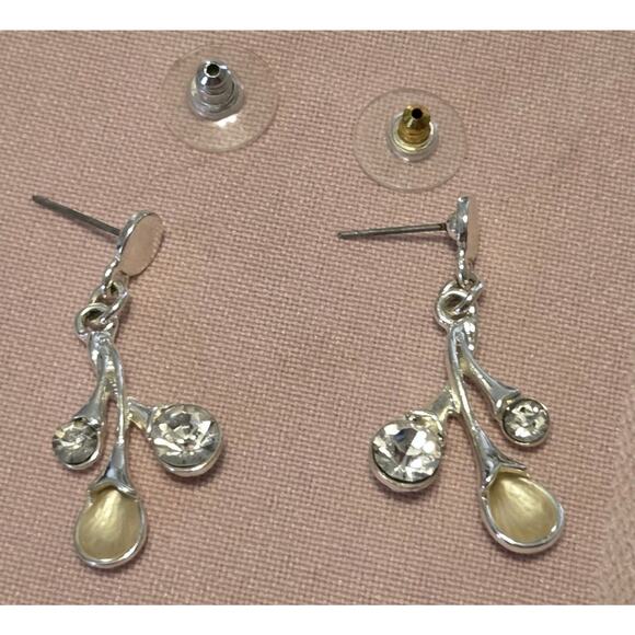 Vtg Abalone Necklace Earring Set Silvertone Pink Abstract 3D Balloons Romance - Picture 8 of 12